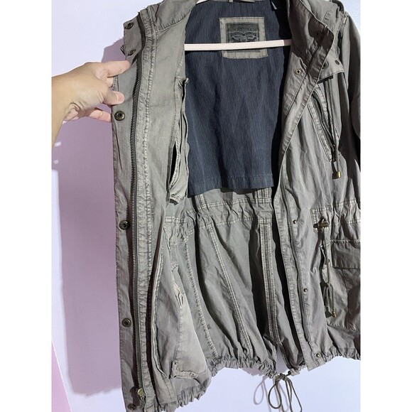 Levis Jacket Women L Gray Hooded Military Field Parachute Anorak Utility - Picture 6 of 15